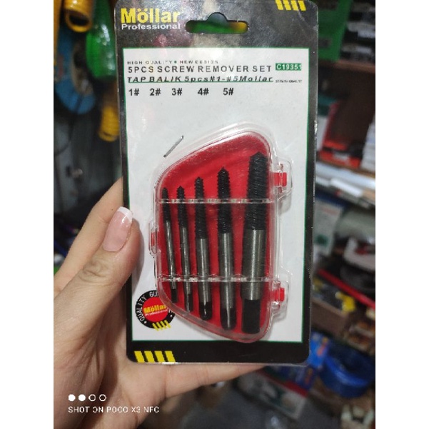 tap balik MOLLAR set 5pc / baut lubang patah MOLLAR set 5pc