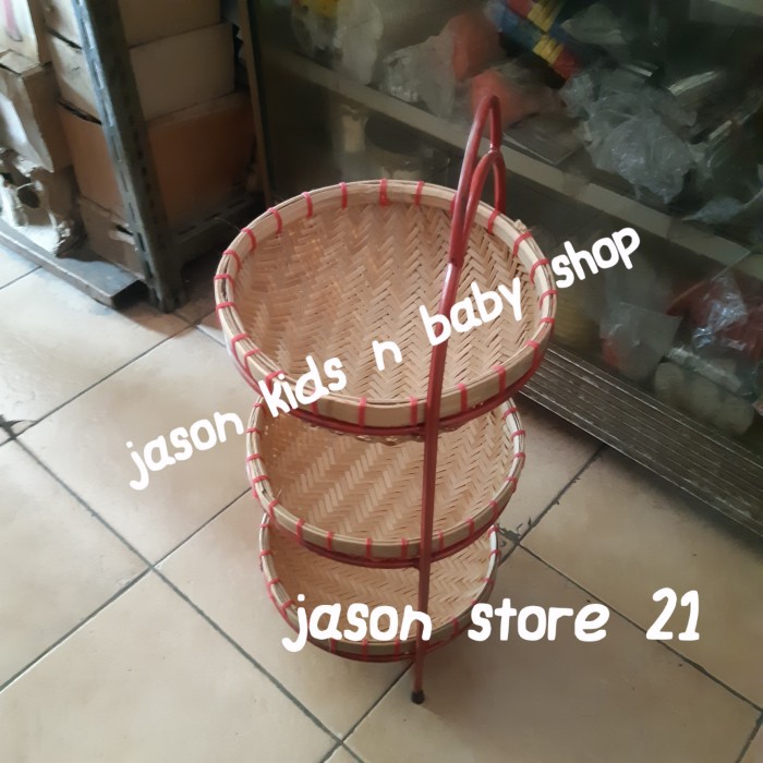 Ready - Tempat Bumbu Rotan Susun 3/Rak Bumbu Rotan Susun 3/Rak Bumbu Susun 3