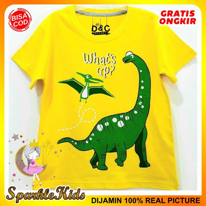 SparkleKids Baju Anak / Kaos Anak Laki-Laki Motif Dino WU Yellow 1-10 Tahun