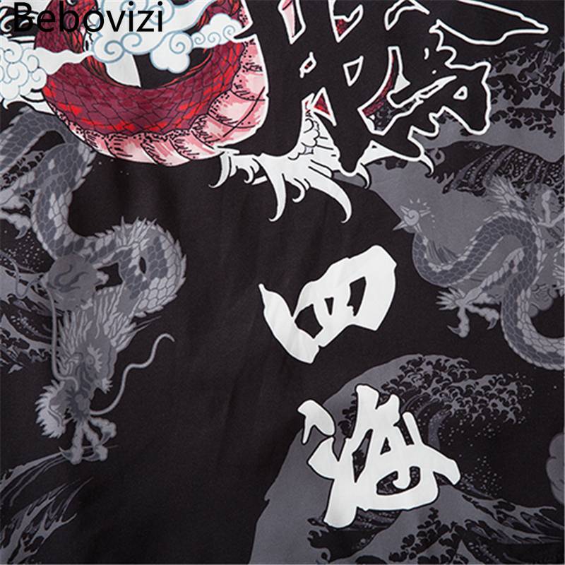 Bebovizi Dragon Print Yukata Cardigan Men Women Fashion Asian Harajuku Japanese Cosplay Kimono