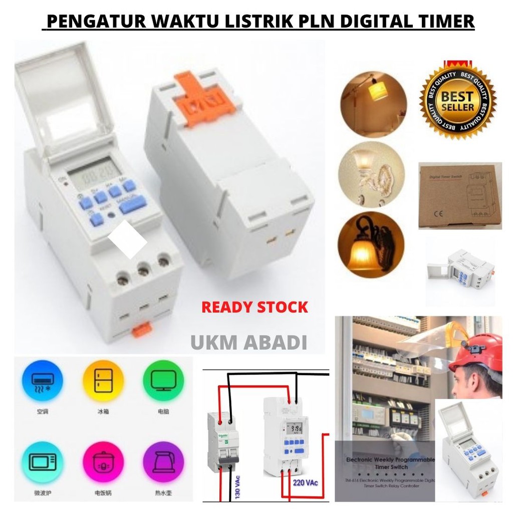 Alat Program Digital Pengatur Waktu Listrik PLN Power Timer Switch Relay 16A 220V 2000 Watt 111147