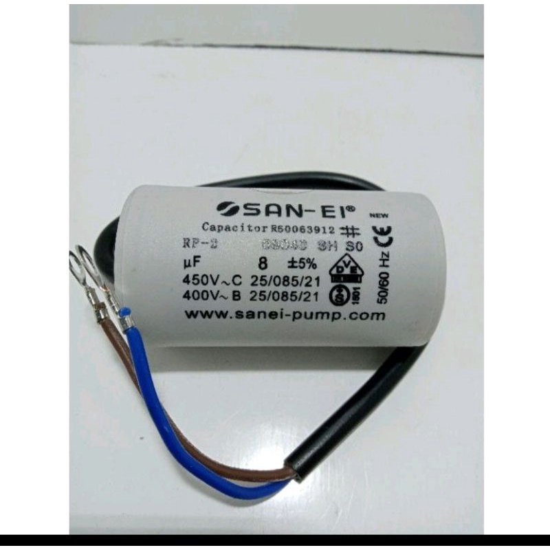 SAN EI Kapasitor Bulat 8uf 450V Kapasitor Kabel Pompa Air 8 uf 450V MURAH