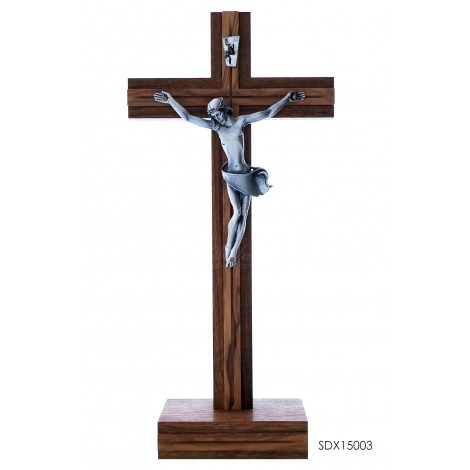 Salib Duduk Kayu Insert Olive Katolik