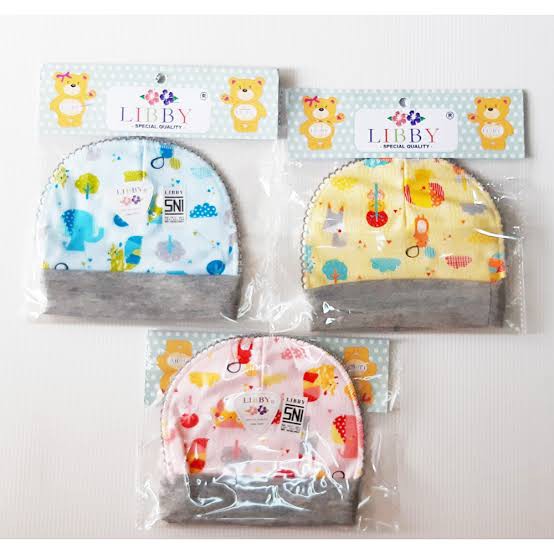 Topi Bayi Motif Libby Newborn 0-3m - Topi Kupluk Bayi Libby