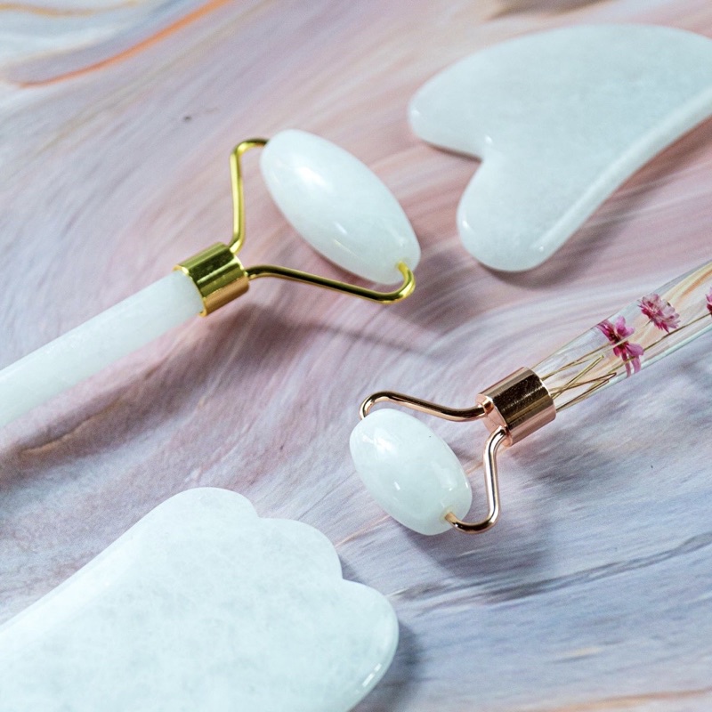 Gua Sha original batu asli - Face roller Face massage - White Jade