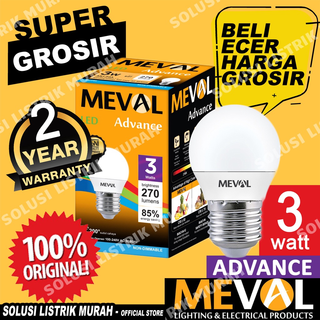 Meval Lampu LED Bulb Advance 3W - Putih