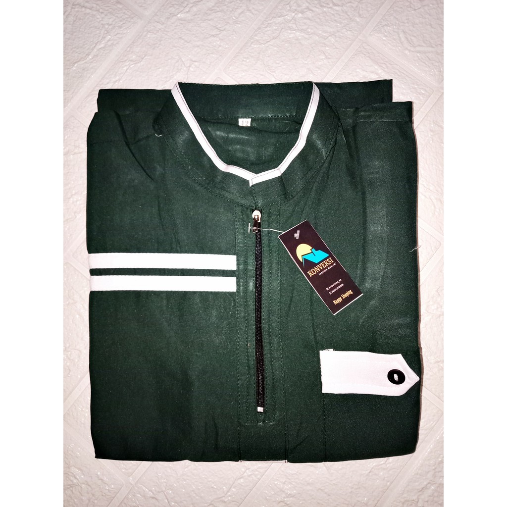 JUBAH ANAK AL-BADAR FREE PECI / GAMIS ANAK LAKI-LAKI 1-14 TAHUN (BEST SELLER)-Ijo botol