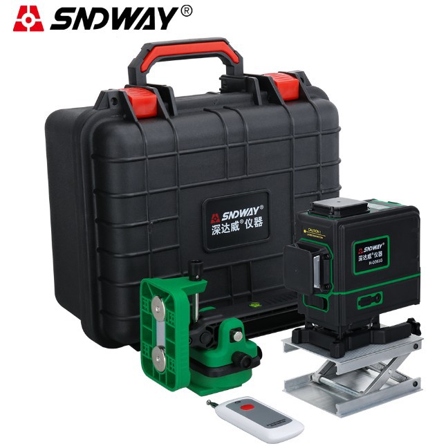 SNDWAY Laser Level 12 Lines 3D 360 Derajat Green Laser Remote