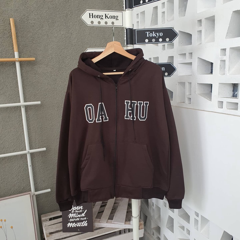 jacket oversize hoodie wanita OU HU XXL LD 130 CM PJ 70 CM sweater  oversize wanita sweater big size jaket hoodie wanita-7