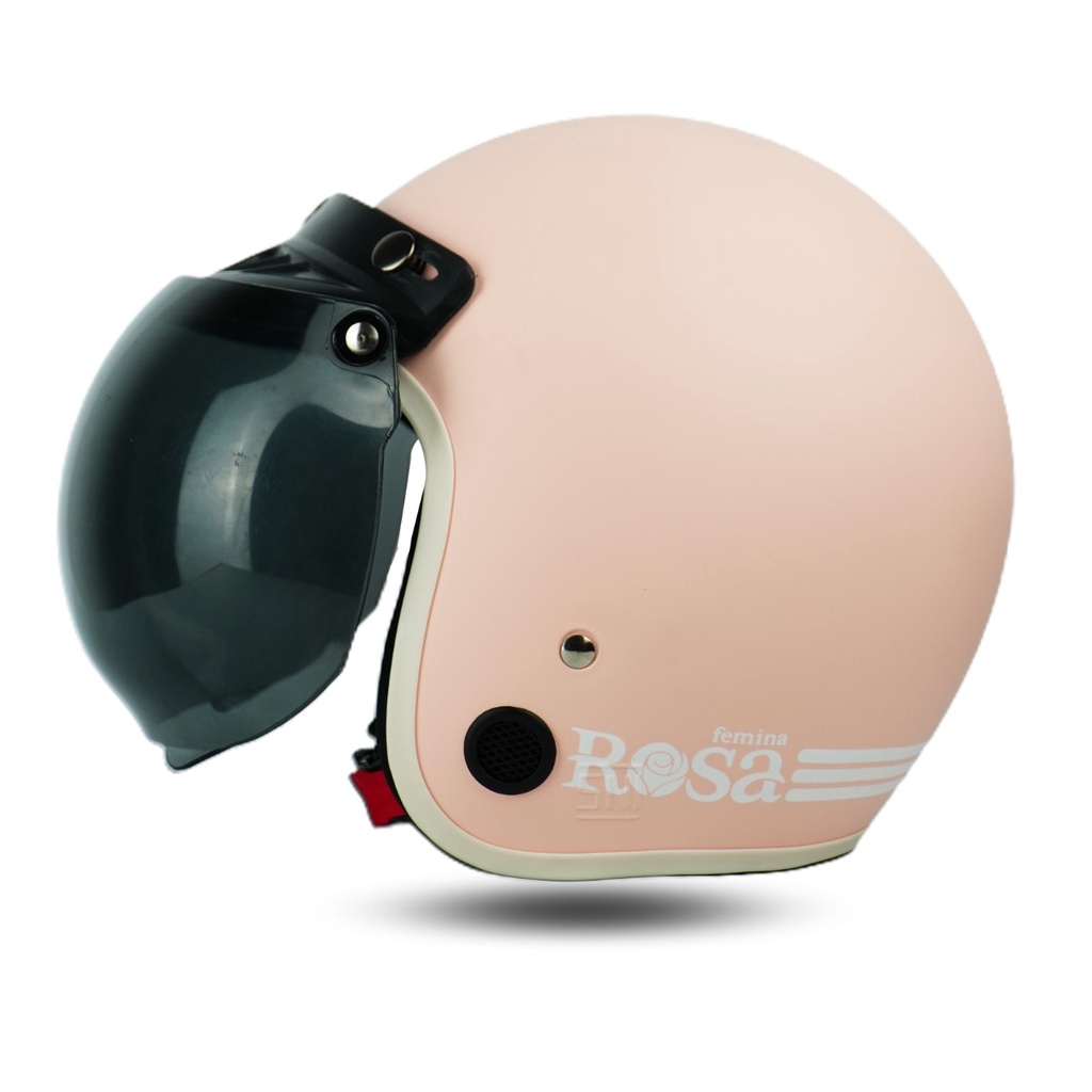 Helm Bogo Wanita Dewasa Helem Retro Cewek Motor Sni Warna Pastel