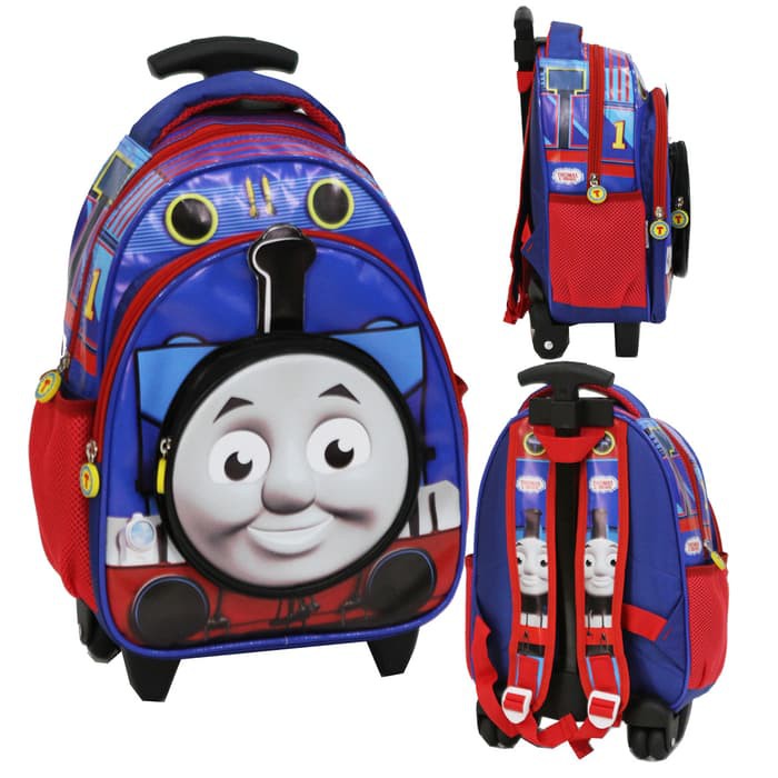 PROMO Tas Trolley Anak Laki Laki Sekolah TK / PG / PAUD KANTUNG Coin Sponge Anti Air Lengkap ( ROBOT - MOBIL BUS - DINO - KERETA )