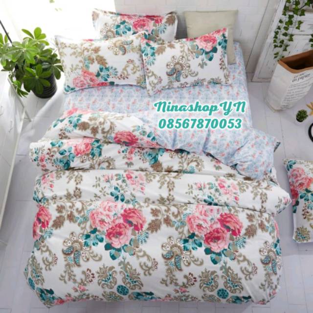 JUAL SPREI & BEDCOVER SET MOTIF FLOWERS