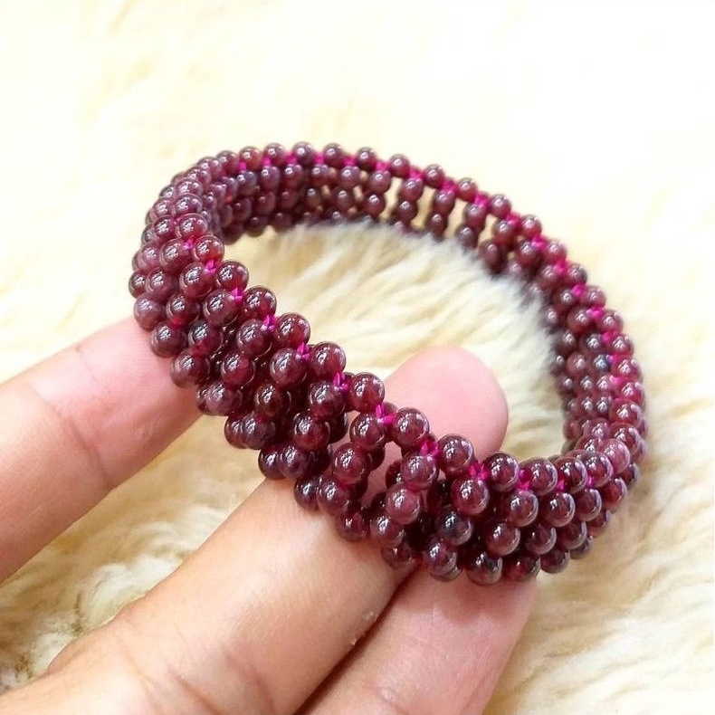 Gelang Batu Alam Red Garnet Asli Natural