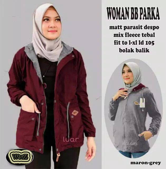 WnZ-JAKET PARKA WANITA / PARKA BB / Jaket BOLAK BALIK / JAKET TERMURAH/TERLARIS / JAKET WANITA KOREA