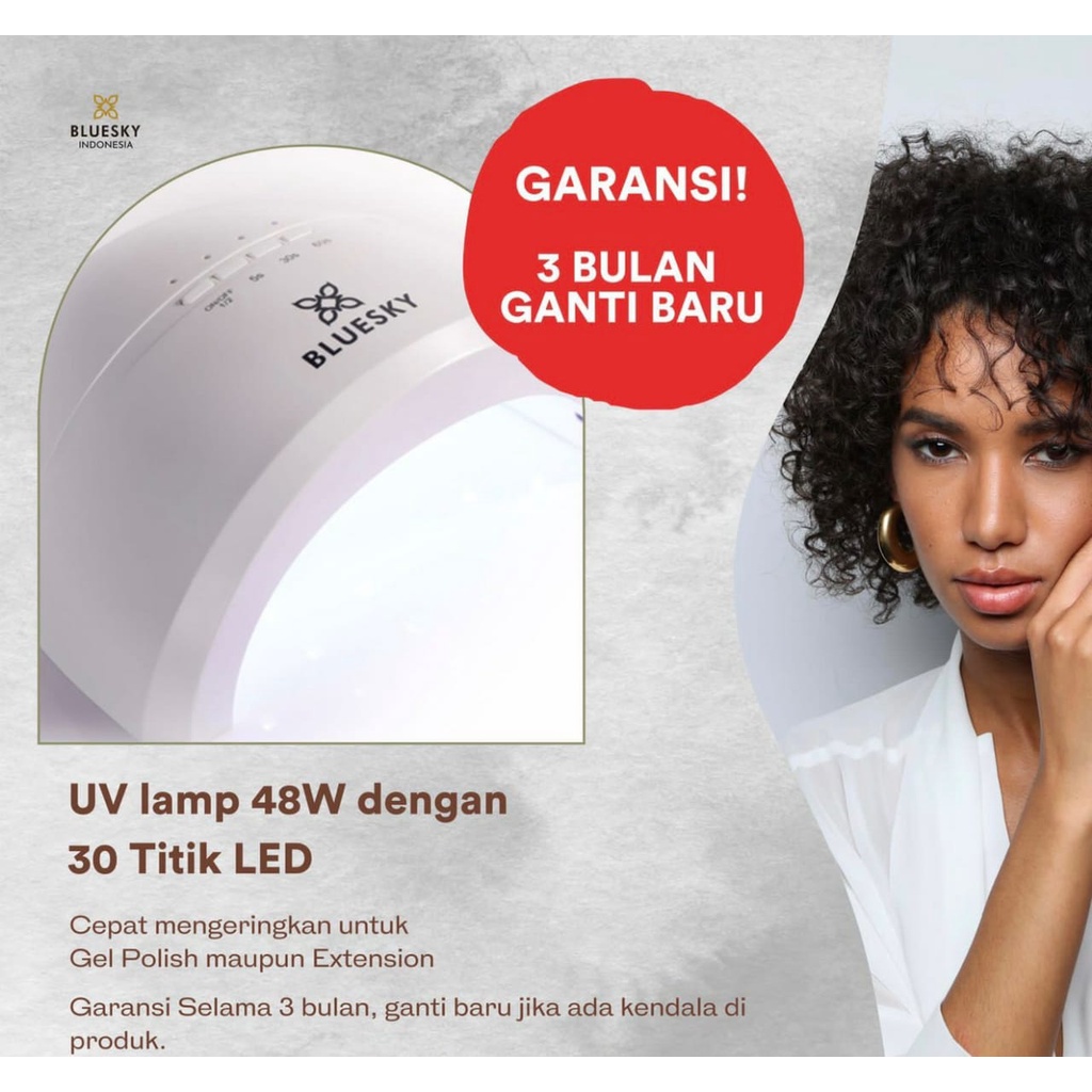 PENGERING KUTEK GEL POLISH LED UV MESIN 48 WATT BLUESKY NAIL ART ALAT LAMPU LAMP PUTIH GARANSI