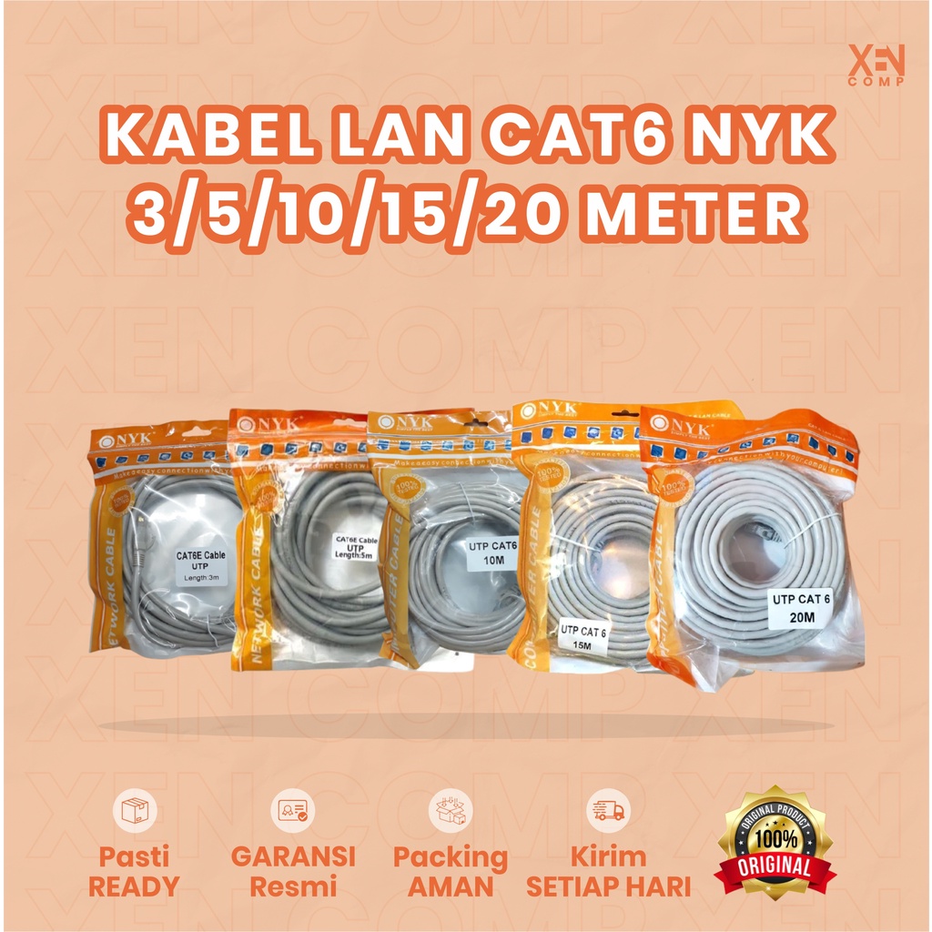 KABEL LAN UTP CAT6 MERK NYK 1.5/3/5/10/15/20 METER