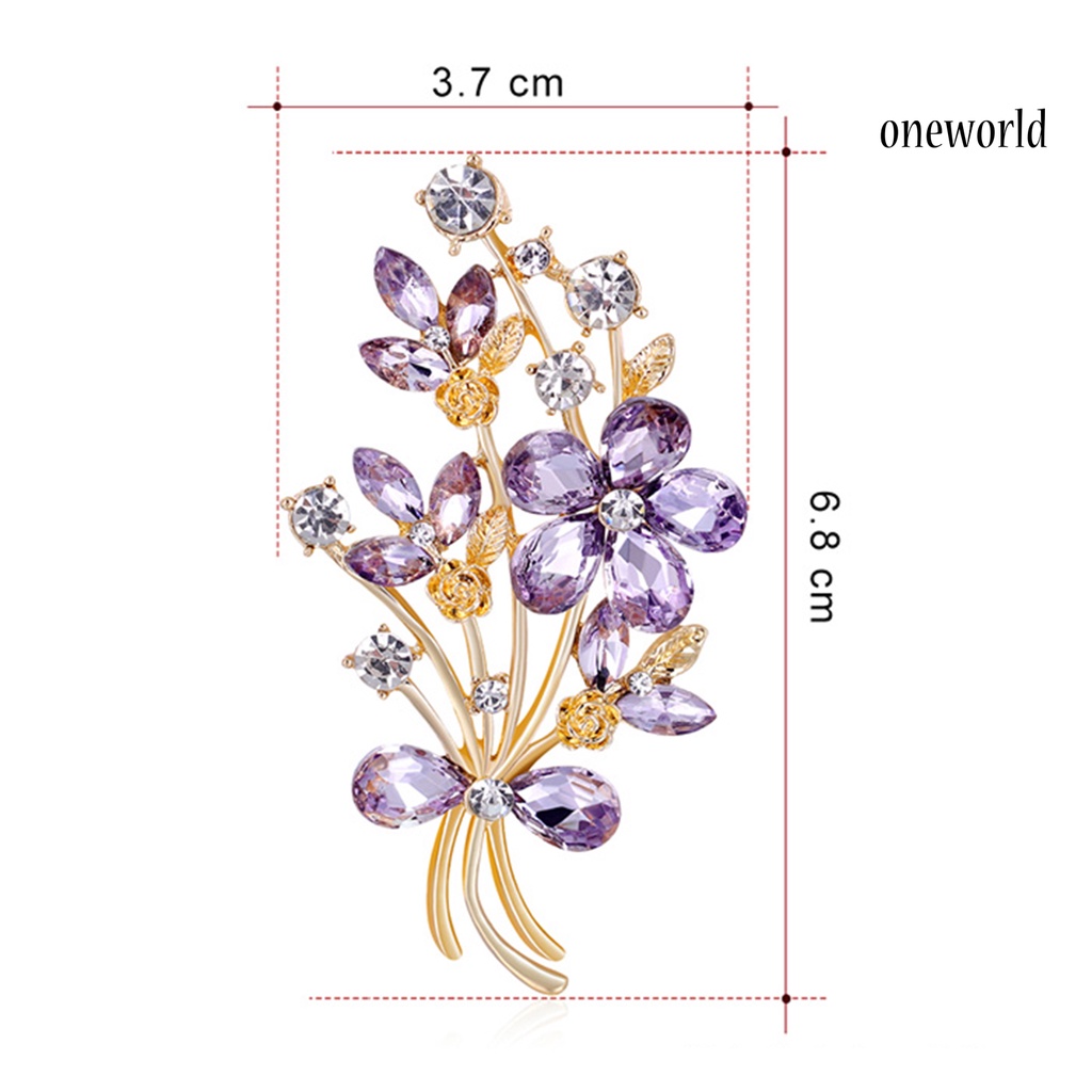 OW@ Rhinestone Pin Stylish Convenient Alloy Garment Brooch Badge for Banquet