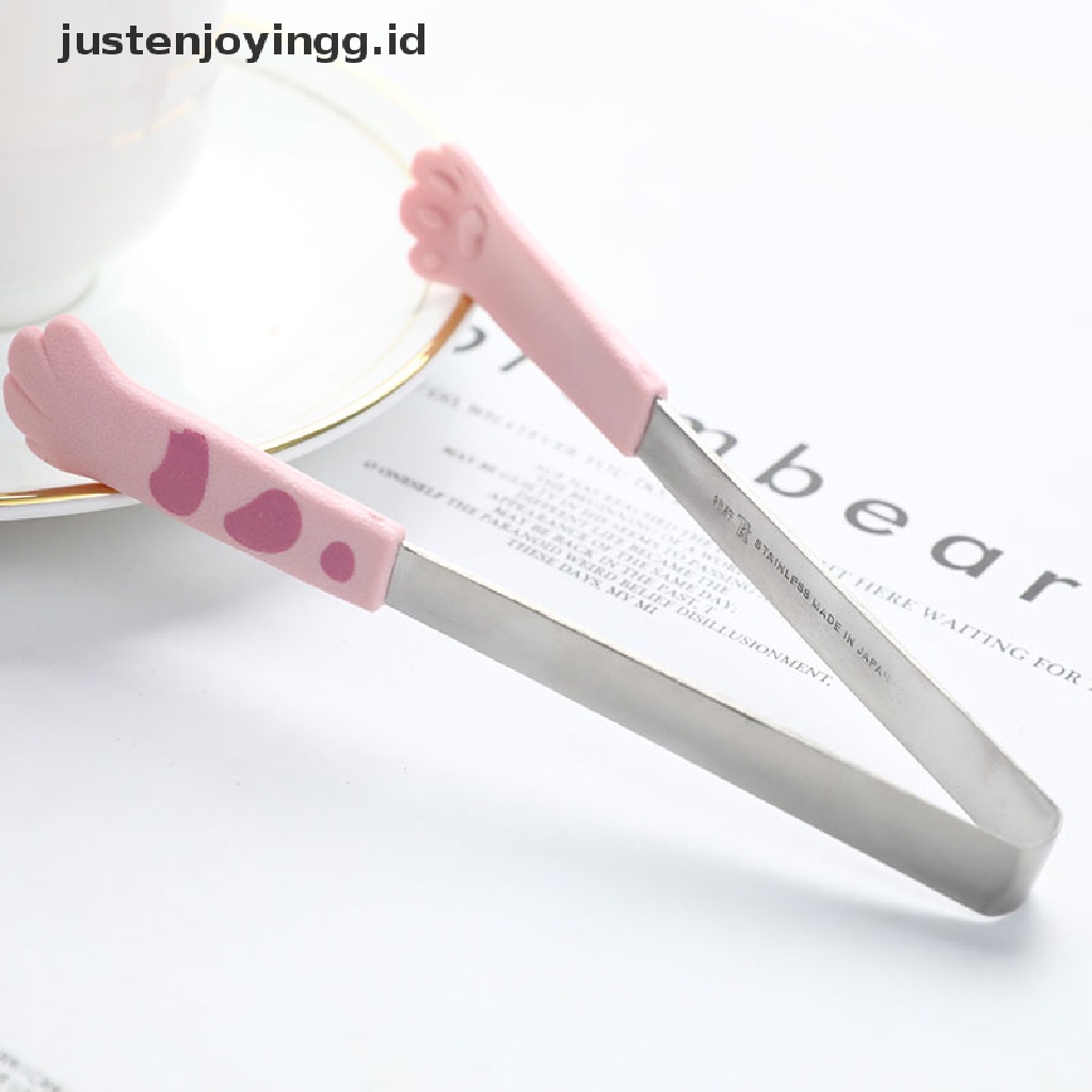 // justenjoyingg.id // Cat Paw Shape Food Tongs Cute Cartoon Meal Tongs Stainless Steel Barbecue Tongs ~