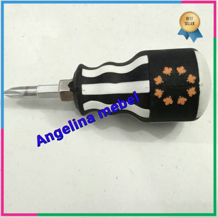 Obeng cebol magnet min plus / Obeng magnit pendek bolak balik