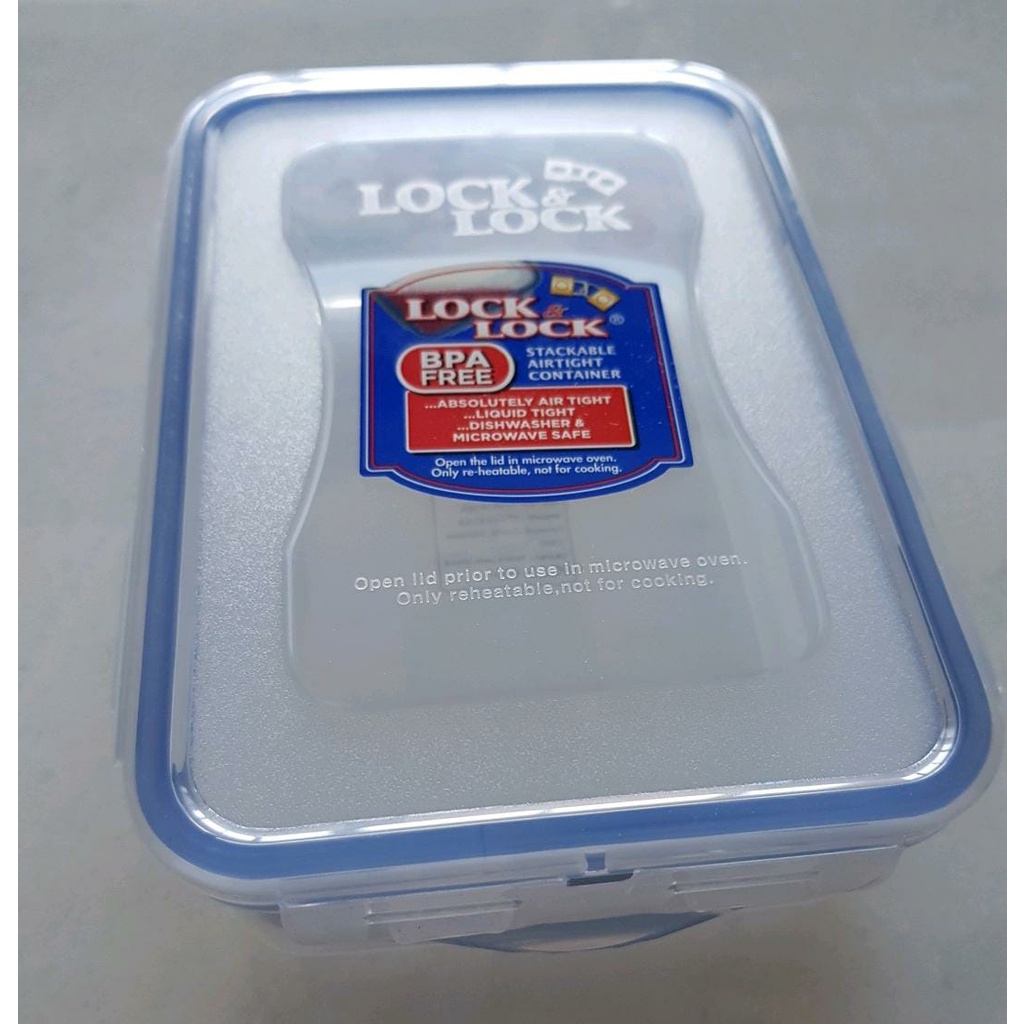 LOCK & LOCK Airtight Container Rectangular Short Food Countainer HPL815 550ML - tempat penyimpanan m