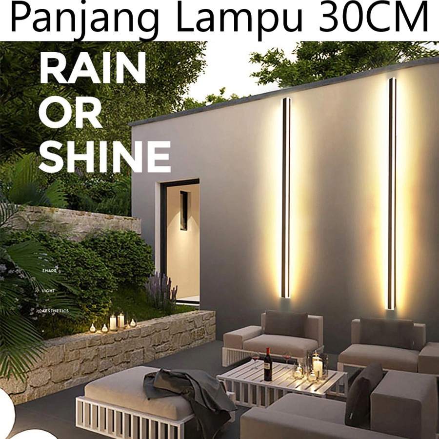 Lampu Outdoor LED Wall Lamp 18W 30 cm Warm White - IIS2220 - Black