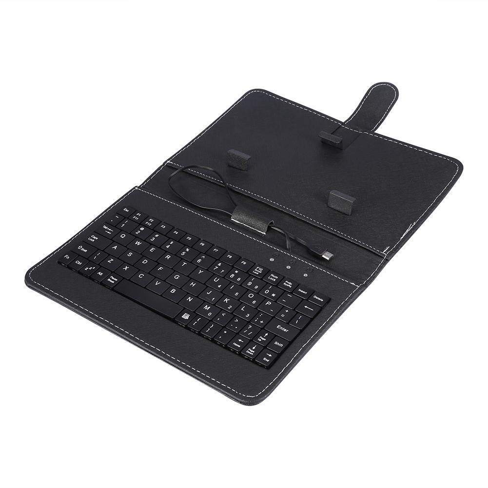 Keyboard Ponsel dengan Casing Pelindung untuk Fungsi OTG Casing Kulit PU Berkabel USB Keyboard Stand Holder Penutup Pelindung Ponsel untuk Android