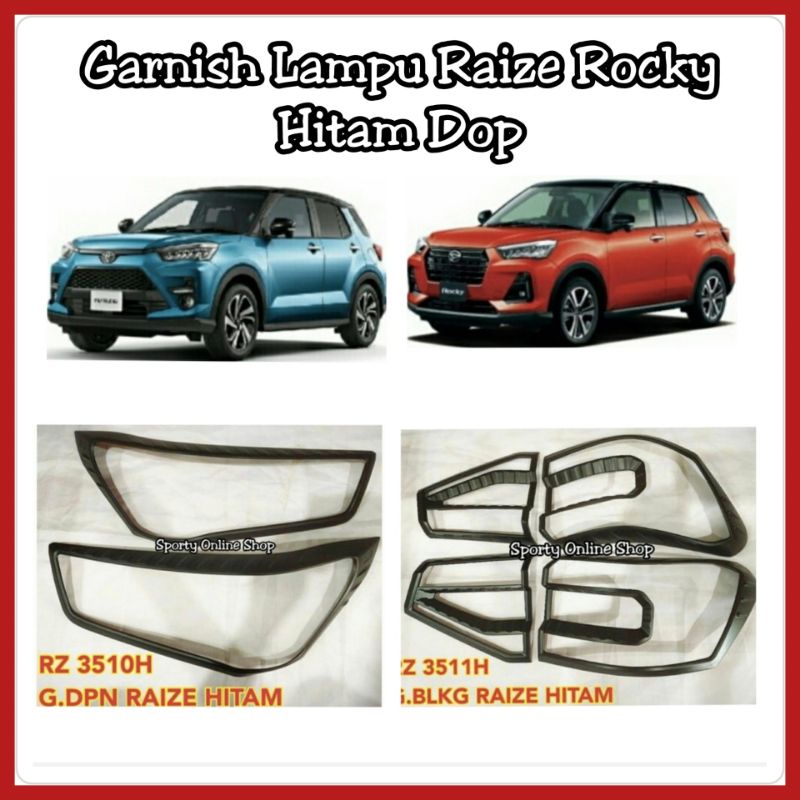 Garnish Lampu Raize Rocky Depan dan Belakang Warna Hitam Dop