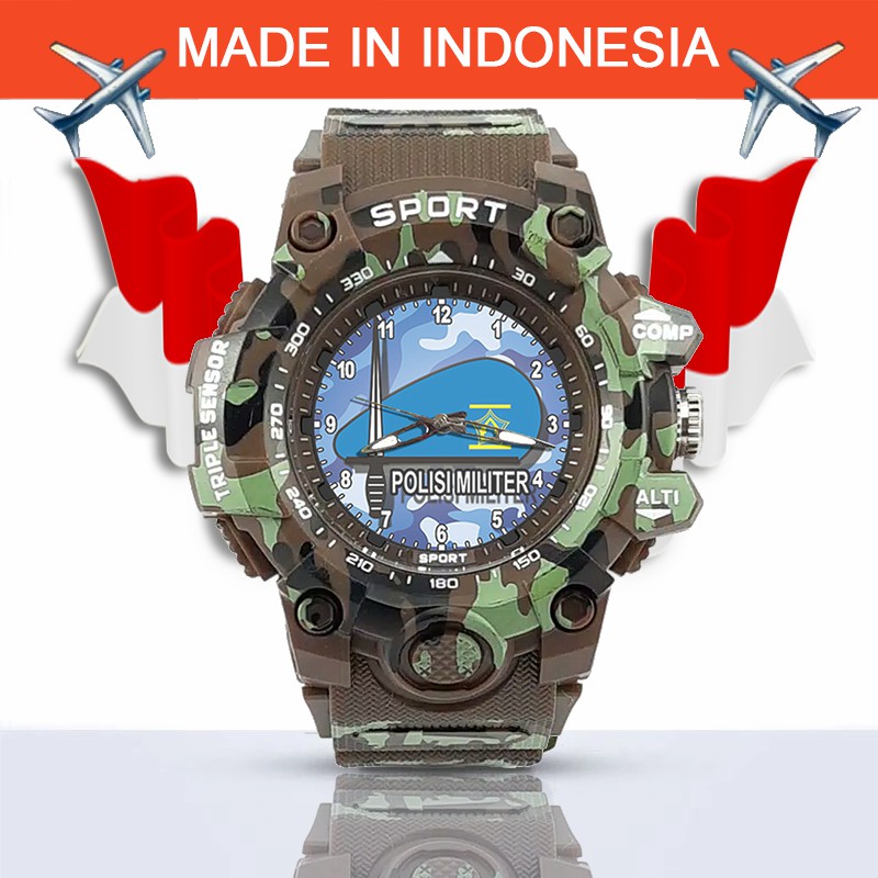 {Istimewa} Jam Tangan POLISI MILITER INDONESIA -Coklat Army Water Resistant