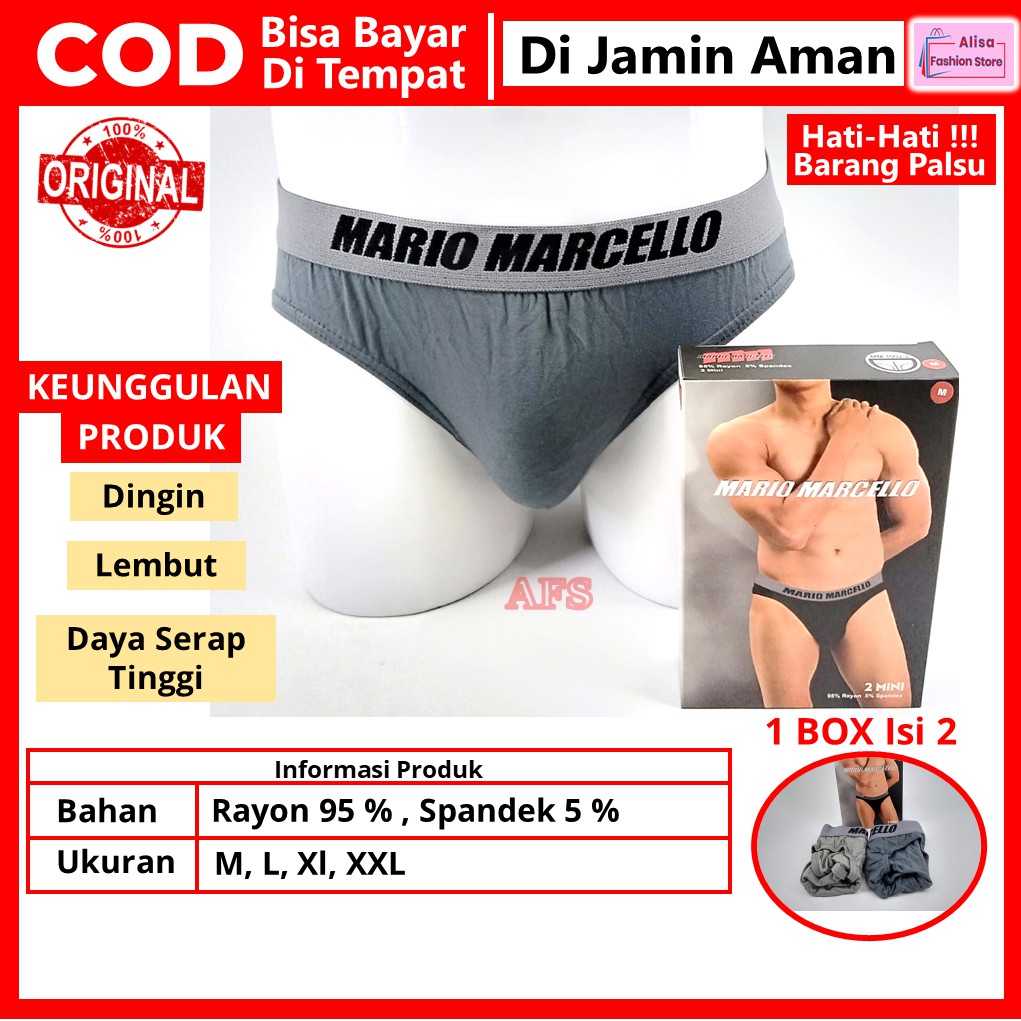 Mario Marcelo Celana Clana CD Dalam Dalem Sempak Pria Cowok Sexy Dewasa Jumbo 1 Box Isi 2 M L XL XXL