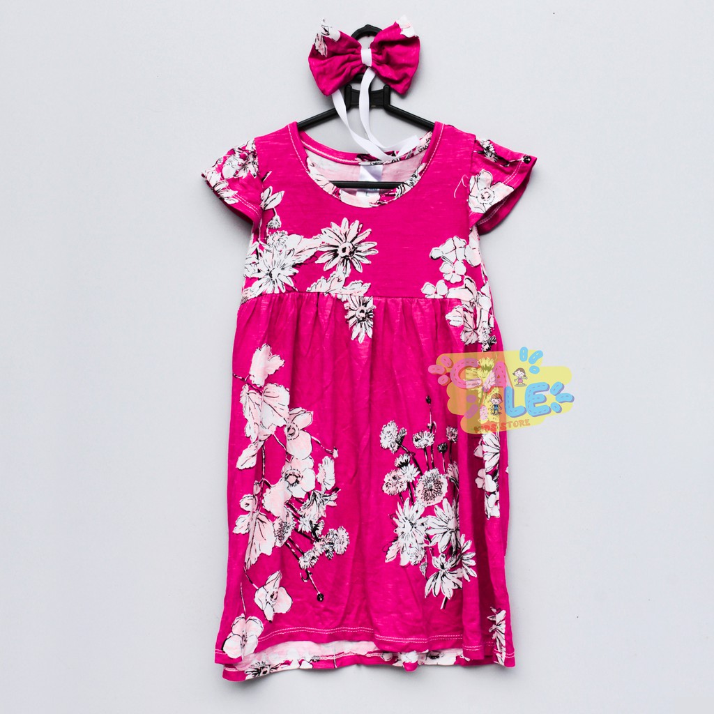 Kylie Dress Anak by Little Koda (FREE BANDANA) Merah Magenta