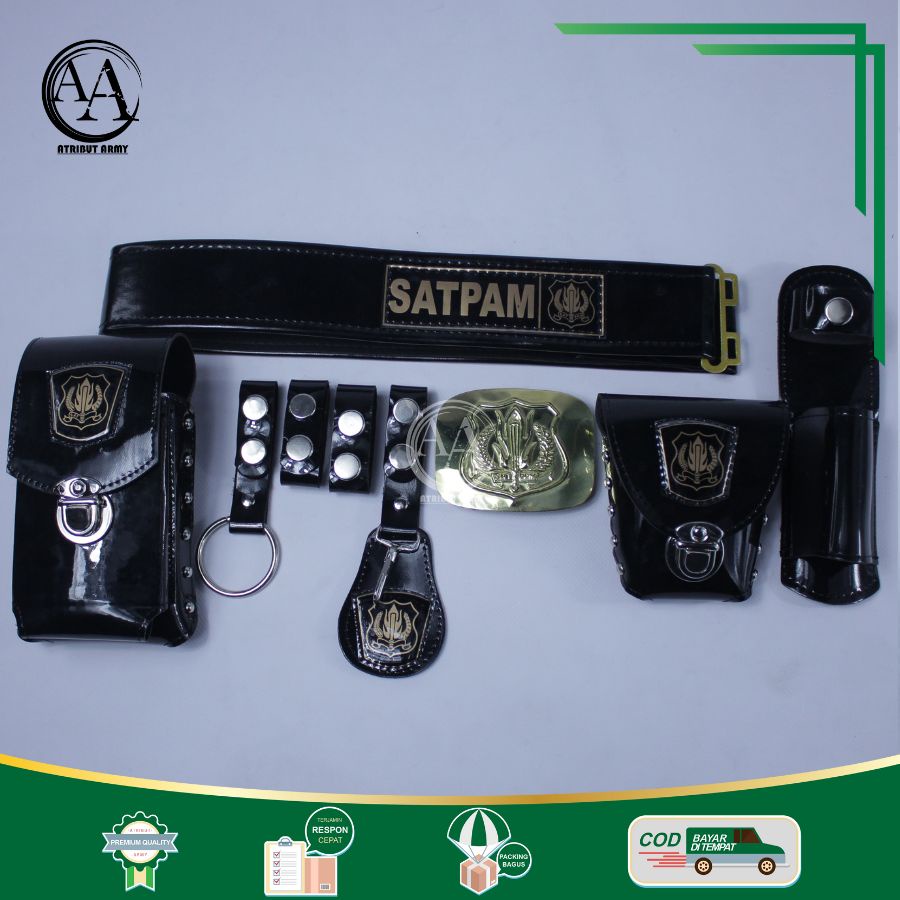 Sabuk Kopel Logo Satpam Fullset &amp; Kepala Bangkol Ikat Pinggang Atribut Perlengkapan Security Satpam Pria