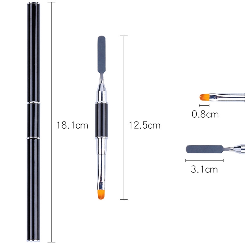 Dual-use Nail Art Nail Art Pen Tools 2in1 UV Poly Gel Nail Brush phototherapy Pen Dual-head UV Black Double-head Dual-use Pen Brushes Stick Manicure Pen