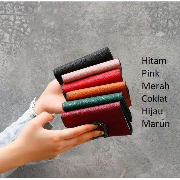 Dompet Lipat Kulit Wanita Import Women Wallet Mini Leather Solid Color