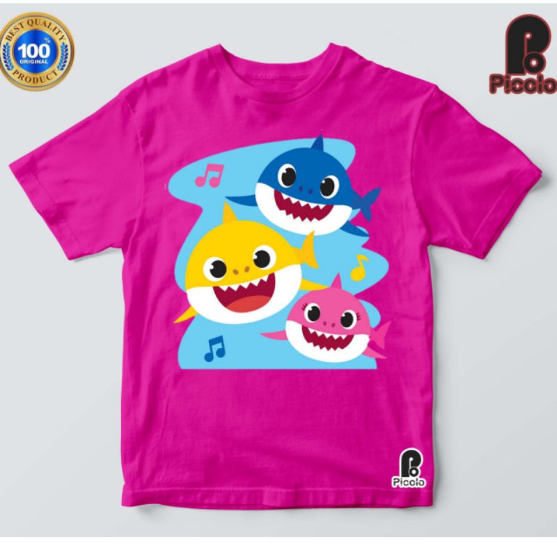 Kaos T-shirt Lengan Pendek Motif Print Kartun Baby Shark Untuk Anak Laki-laki / Perempuan