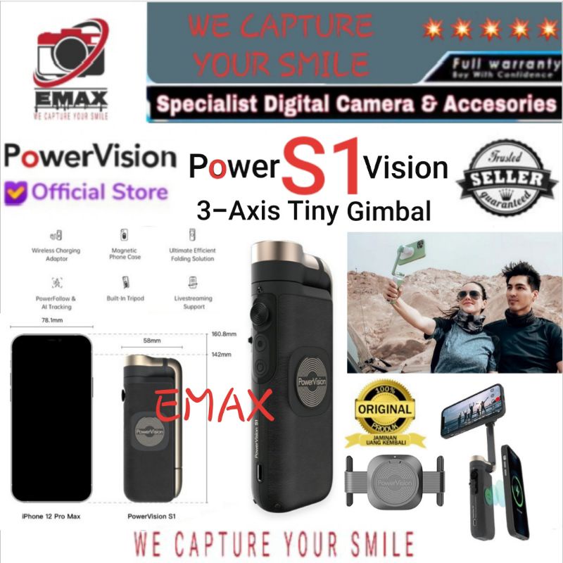 PowerVision S1 Handheld Smart Follower Gimbal Stabilizer Power Vision AI Tracking Panoramic Ballhead