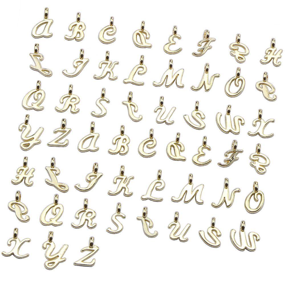 Lily 26/52 /156pcs Campuran Acak Alat Membuat Perhiasan Kalung DIY Alfabet Emas