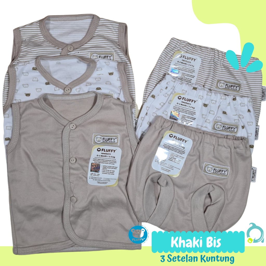 FLUFFY 3 Stelan Kuntung Bis Motif Mix ( Abu | Khaki | Pink | Biru ) Size 0-3 Bulan (Newborn)