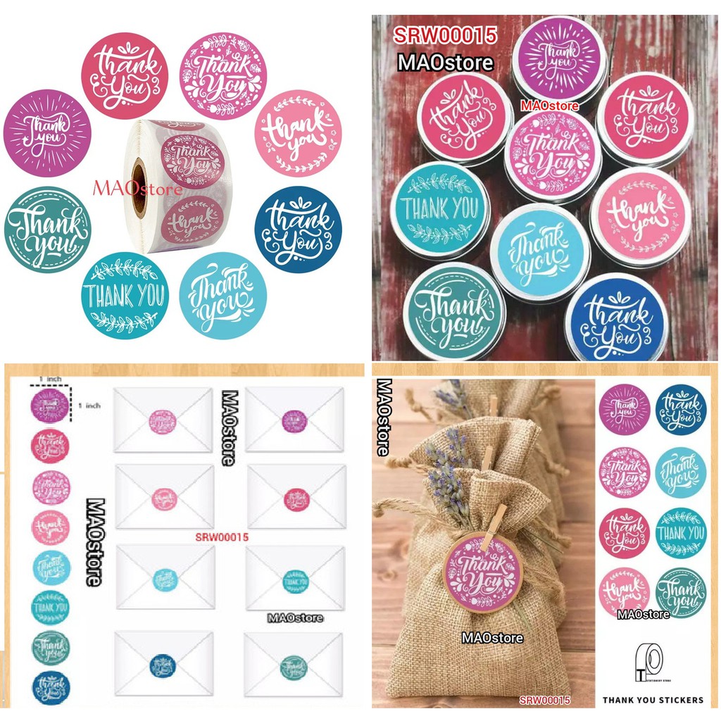 

MAOSTORE 8 MOTIF STIKER THANK BLUE PINK STIKER KEMASAN WEDDING SRW25