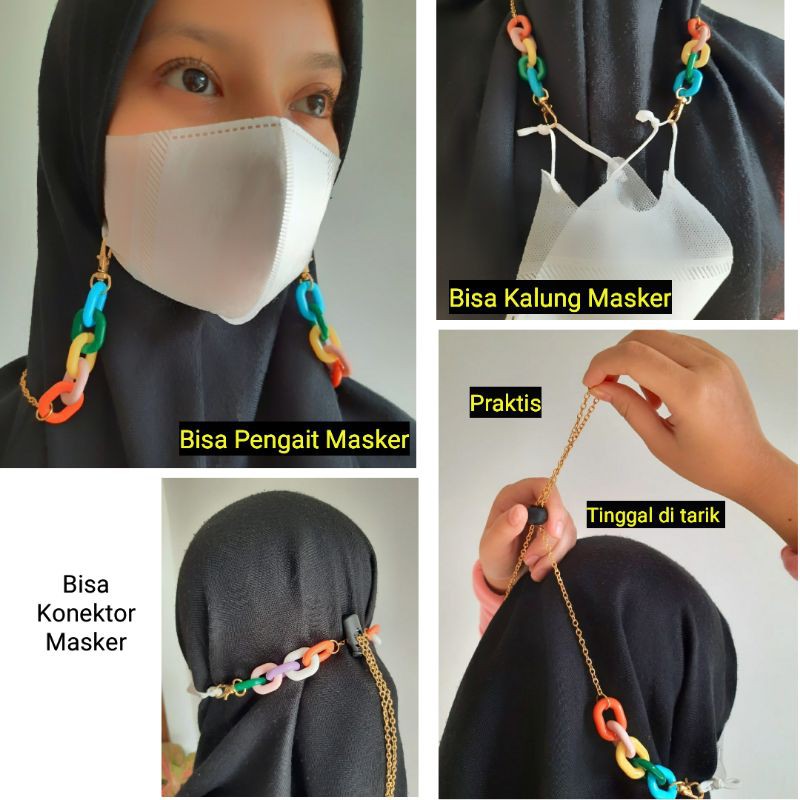 Strap Kalung Masker Konektor Hijab Pengait Stopper 2 in 1 Artis Ayu ting