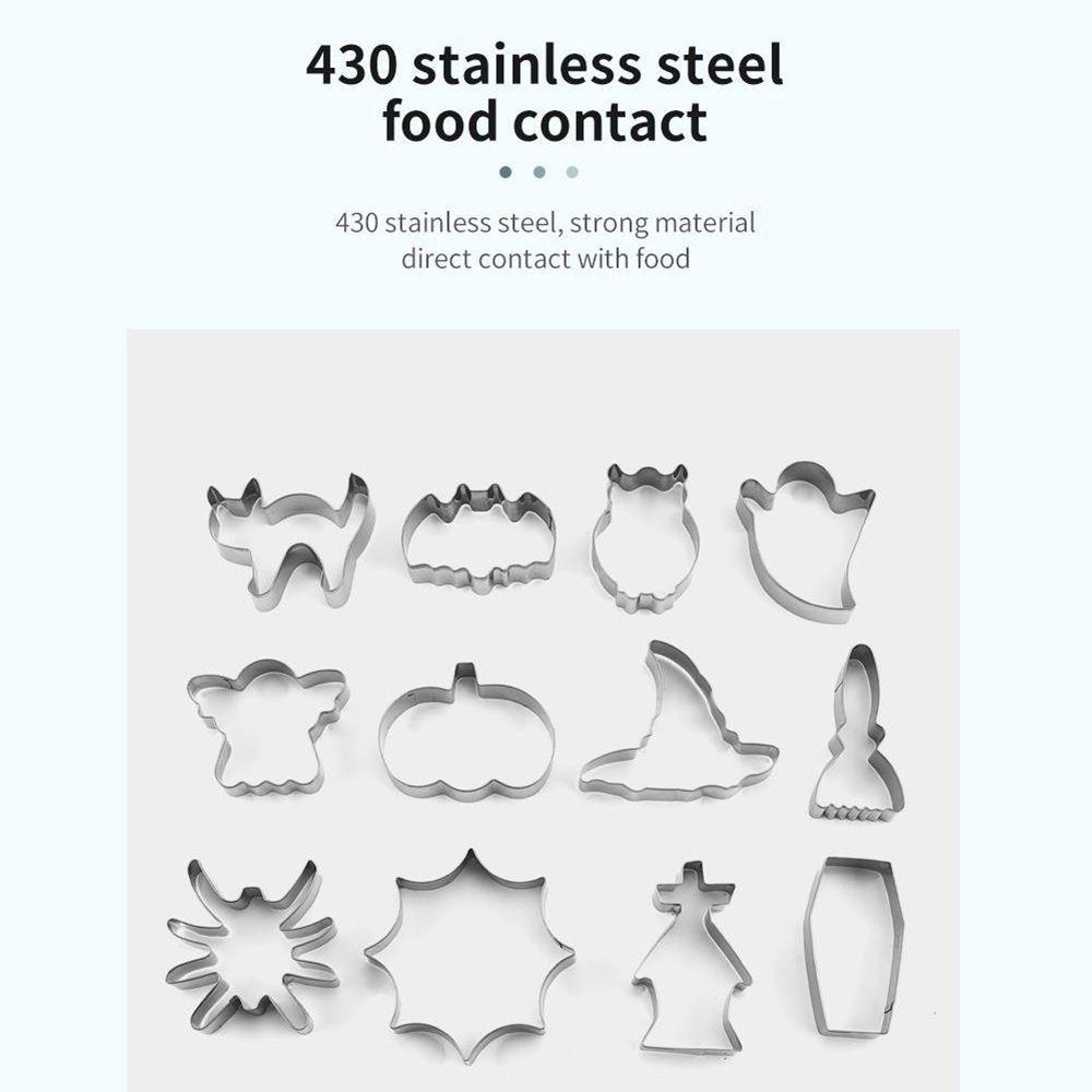 Top 12pcs 3D Halloween Dapur Stainless Steel Alat Masak Cetakan Kue