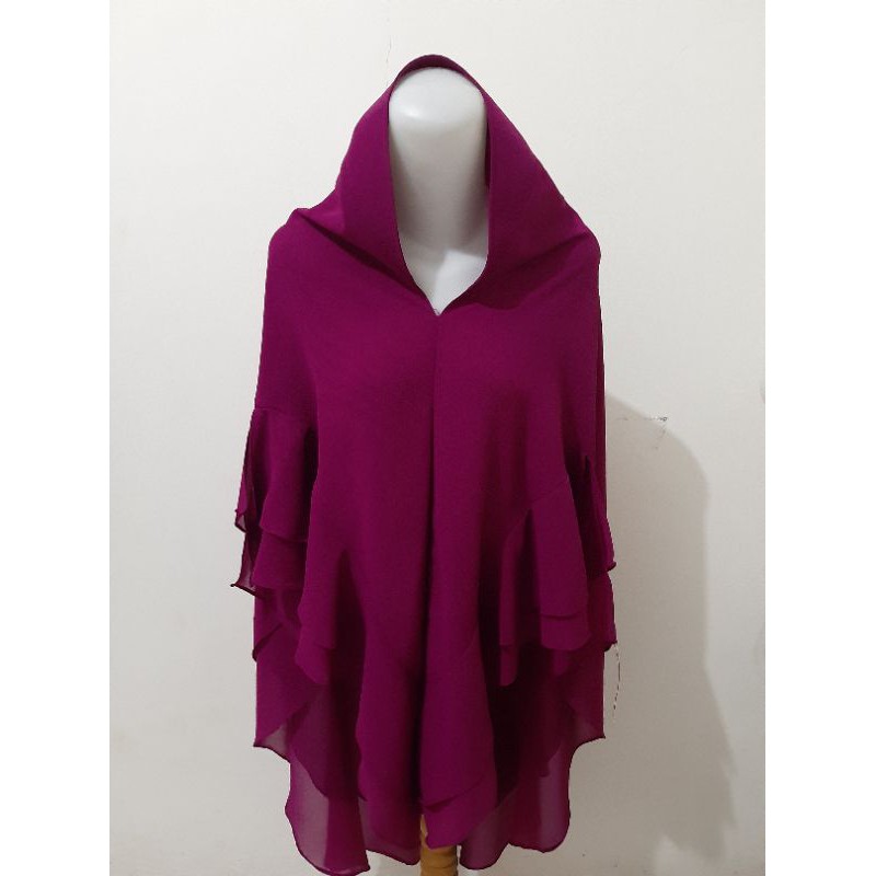New Khimar warna magenta Ceruti Baby doll 2 layer