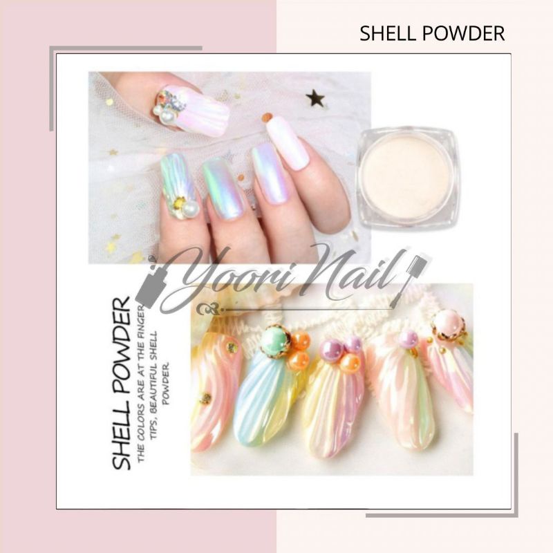 Shell powder mermaid rainbow pearl powder bubuk mermaid nail art