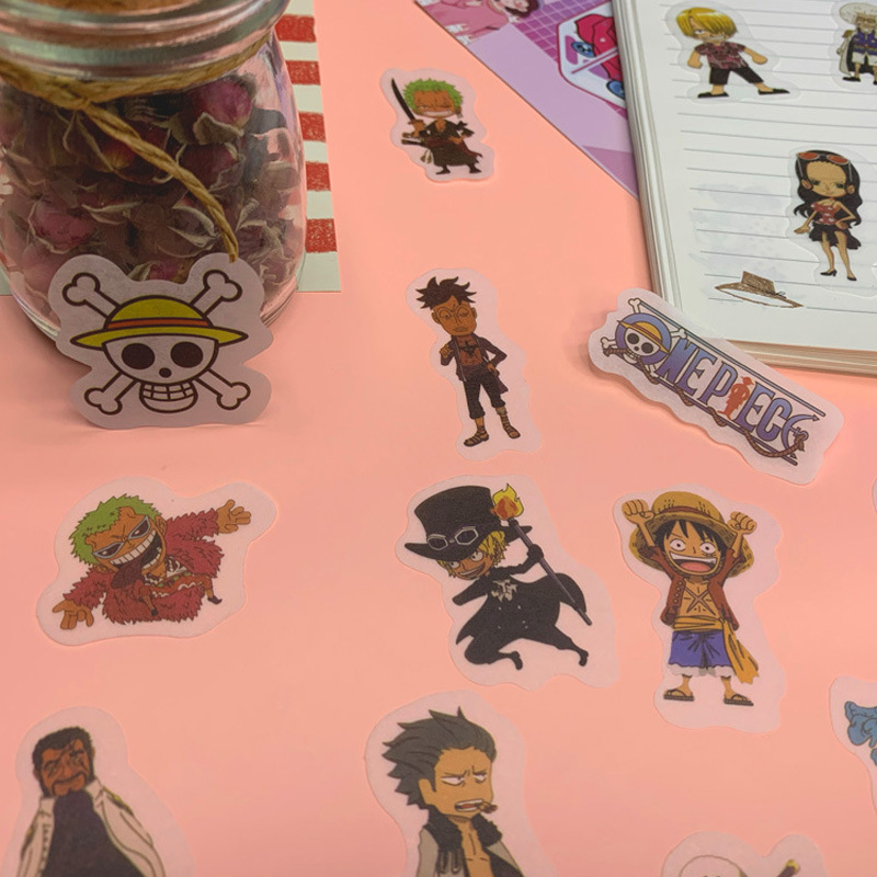 New Anime One Piece Cartoon and Paper Handbook Sticker Pack Album Diary Book DIY Handbook Sticker 40 Pieces