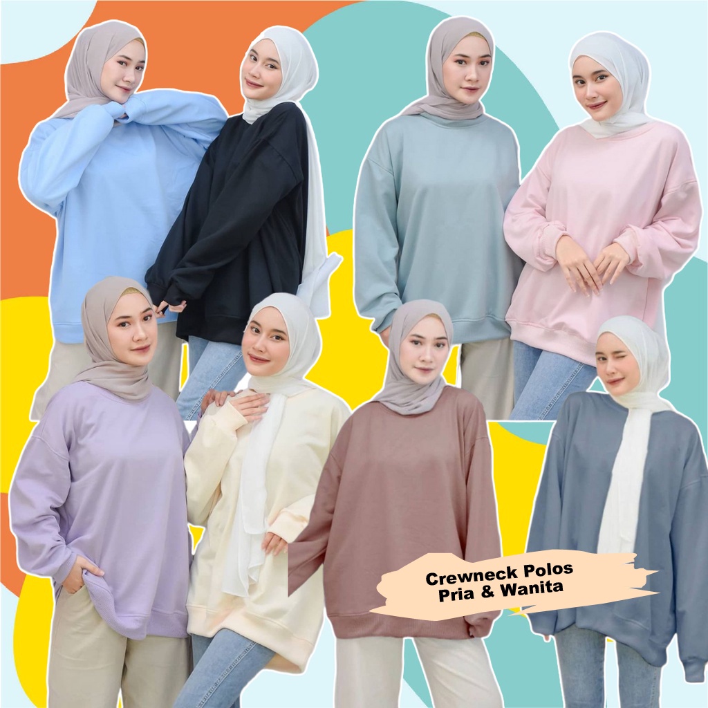 SWEATER CREWNECK POLOS M L XL XXL UNISEX BASIC SWEATER POLOS POLOSAN PRIA SATUAN LUSINAN KAOS POLOS SENJA