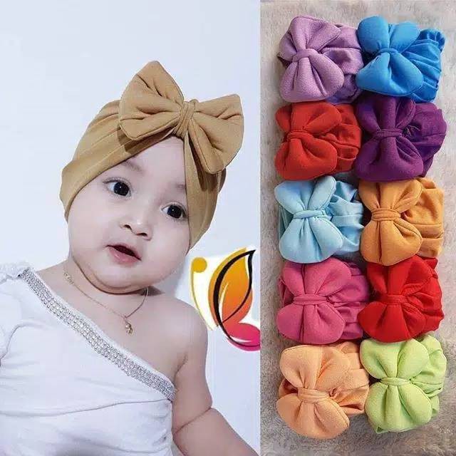 TURBAN ANAK PITA USIA 0-3 TH HIJAB JILBAB INSTAN ALL SIZE BAHAN JERSEY PREMIUM