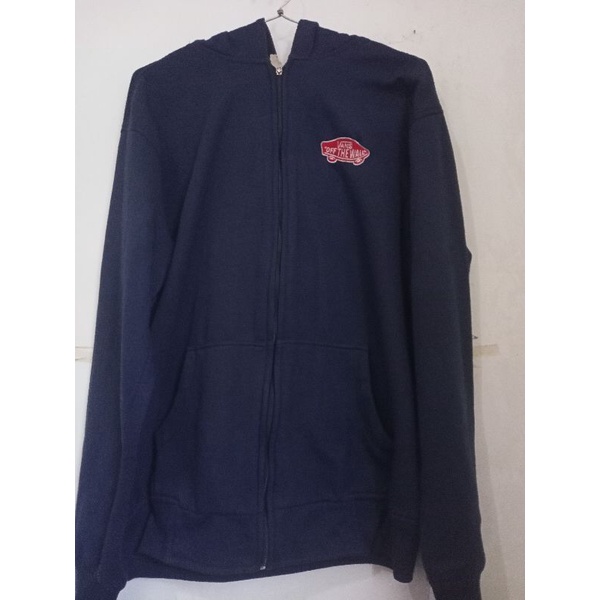 Hoodie Zipper Jacket Vans Of The Wall L to XL Biru Navy Non Original ( Prelove )
