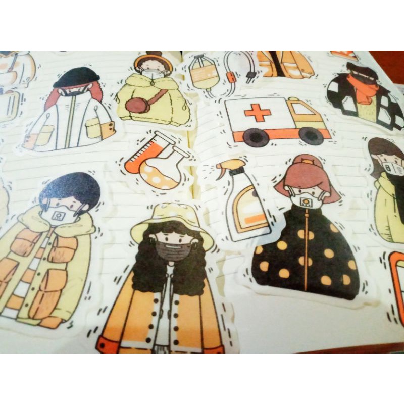 

sticker stiker unik lucu disposable mask yellow series