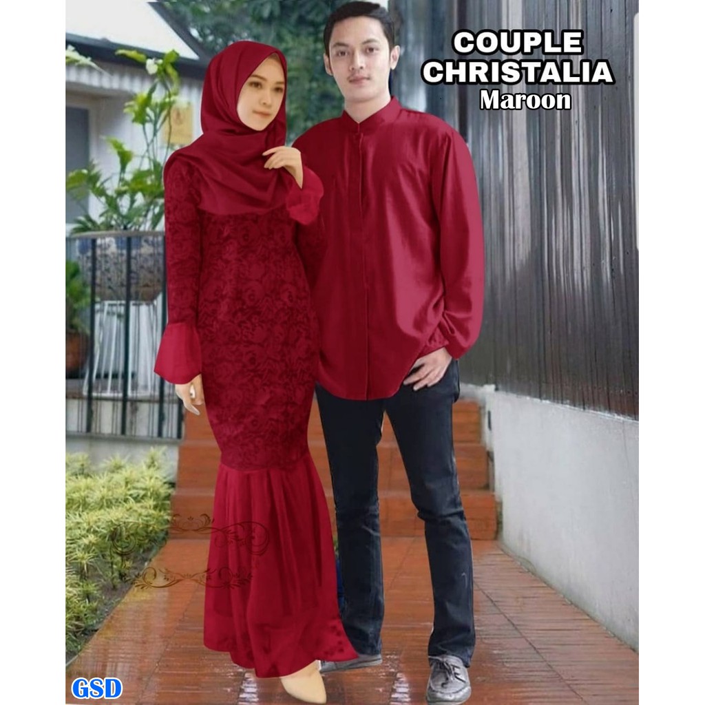 CP Christalia/ Brukat Couple Baju Kondangan/Baju Couple Muslim Suami Istri Terbaru