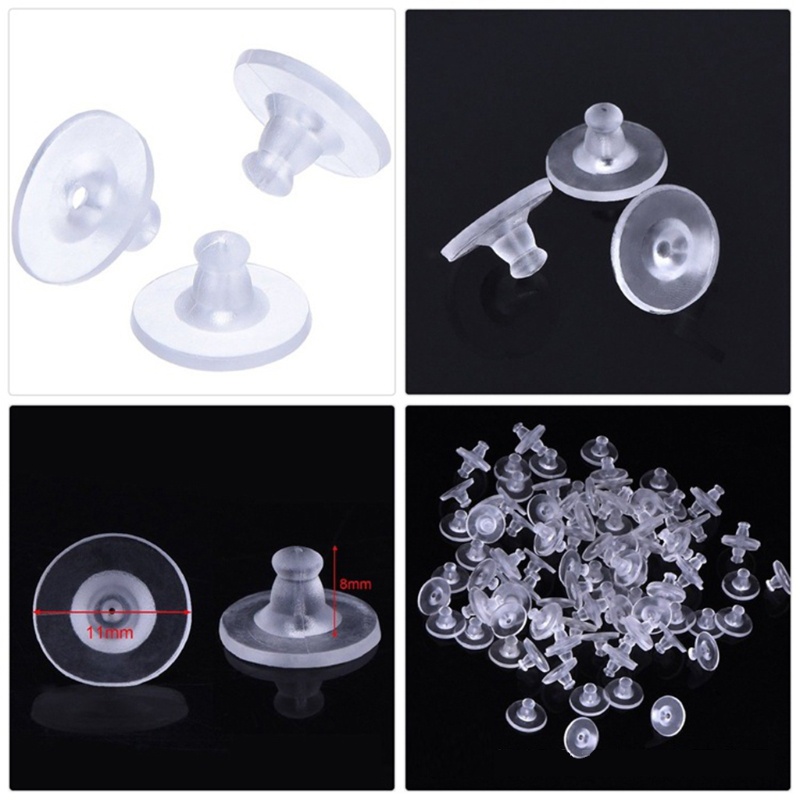 SIY  100 Pieces Soft Clear Earring Backings Silicone Rubber Safety Back Pads Backstops Replacement for Earring Studs Hoop DIY