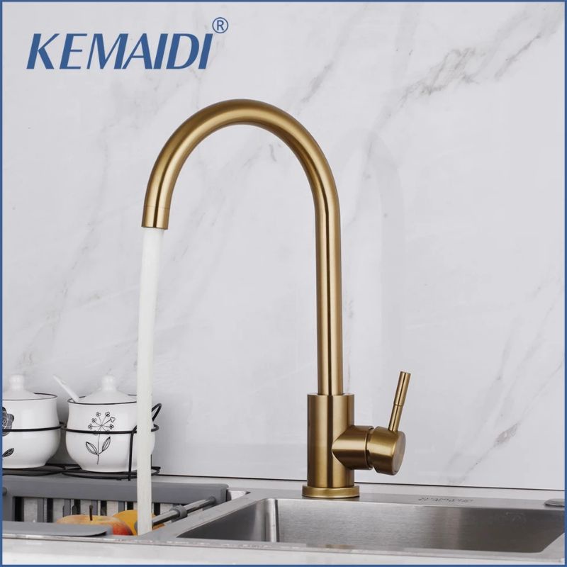 Kran kitchen sink Gold Stainless Black keran Cuci piring Emas meja